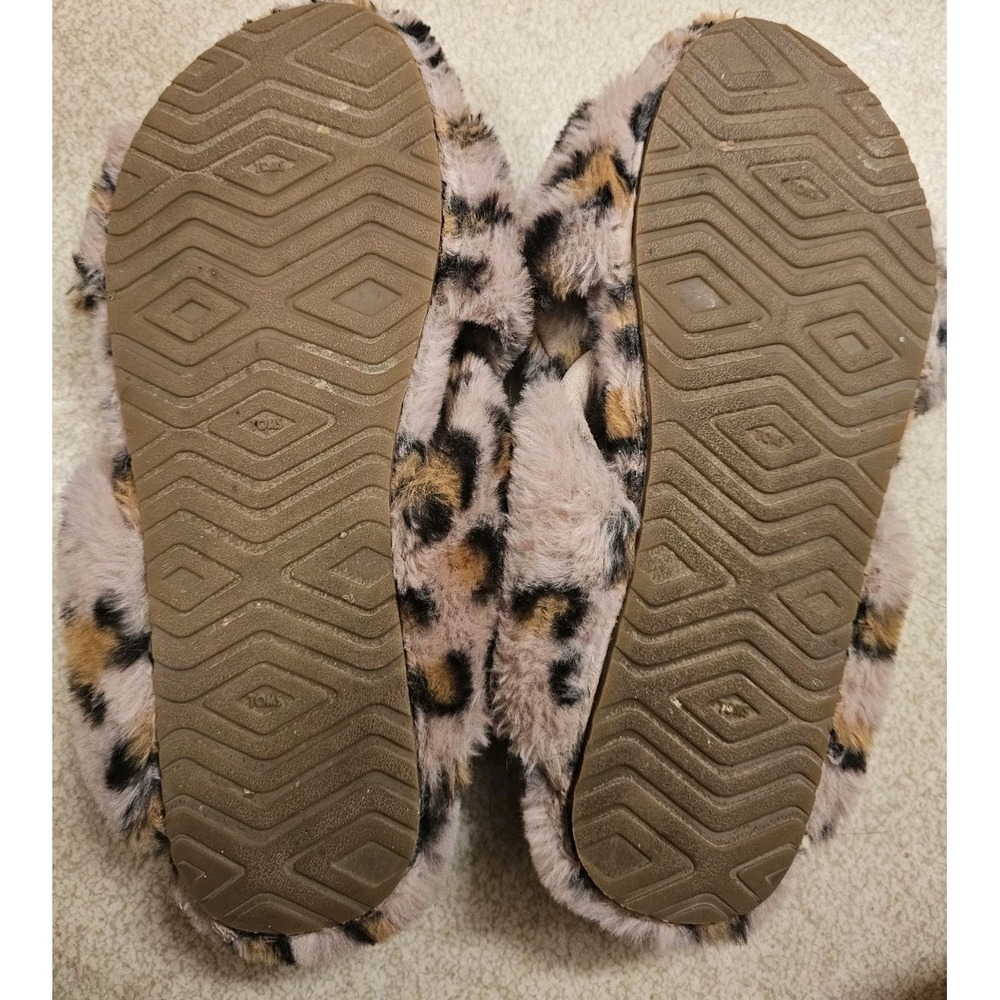 TOMS Womens Slipper size 8 Memory Foam SLIP ON Cheetah PINK Faux Fur Susie - Picture 2 of 3